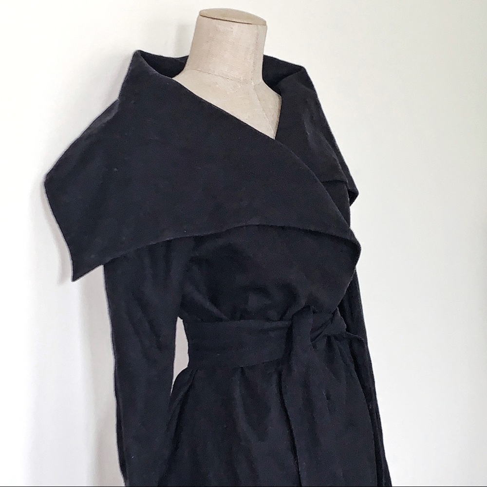 PAUW Amsterdam Black Wool Blend Wrap Coat